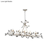 Modern Crystal Island Pendant Light With Silver/Gold Leaf Finish - 5 Heads Ideal For Dining Room