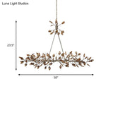 Modern Crystal Island Pendant Light With Silver/Gold Leaf Finish - 5 Heads Ideal For Dining Room