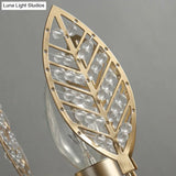 Modern Crystal Leaf Bronze Sconce Light - Wall Mounted Bedroom Lighting