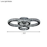 Modern Crystal Led Bedroom Flush Mount Light In Chrome With Warm/White Lighting