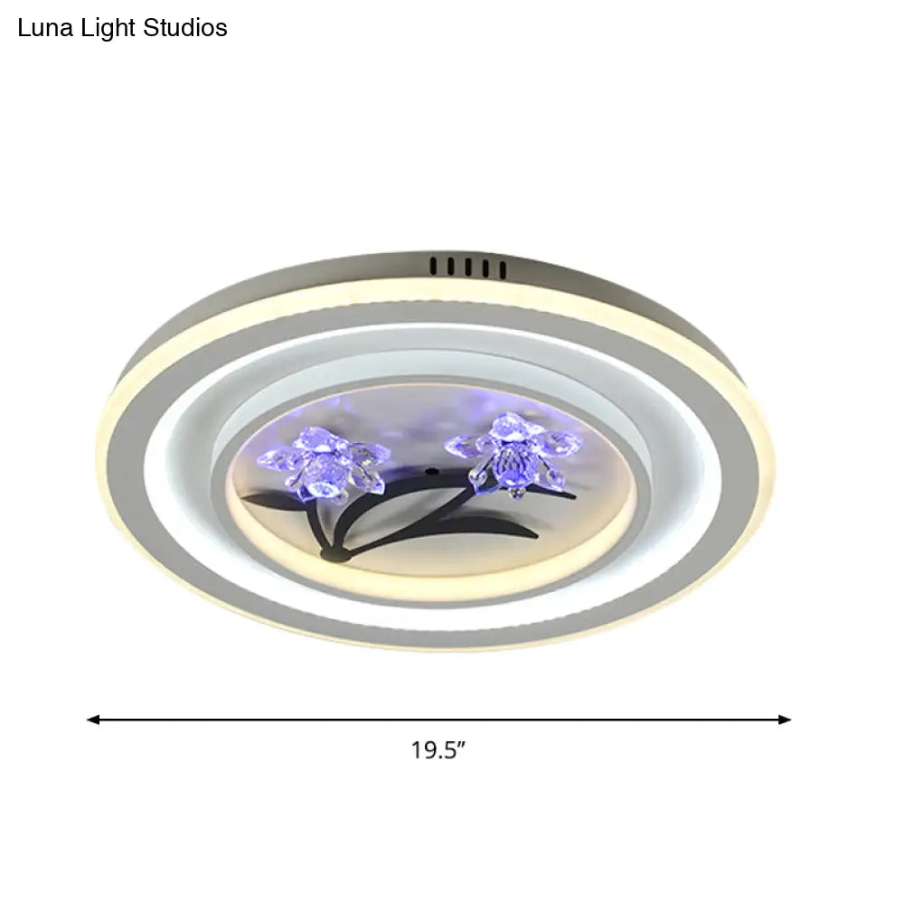 Modern Crystal Led Ceiling Lamp For Great Rooms - Round/Square White Flushmount