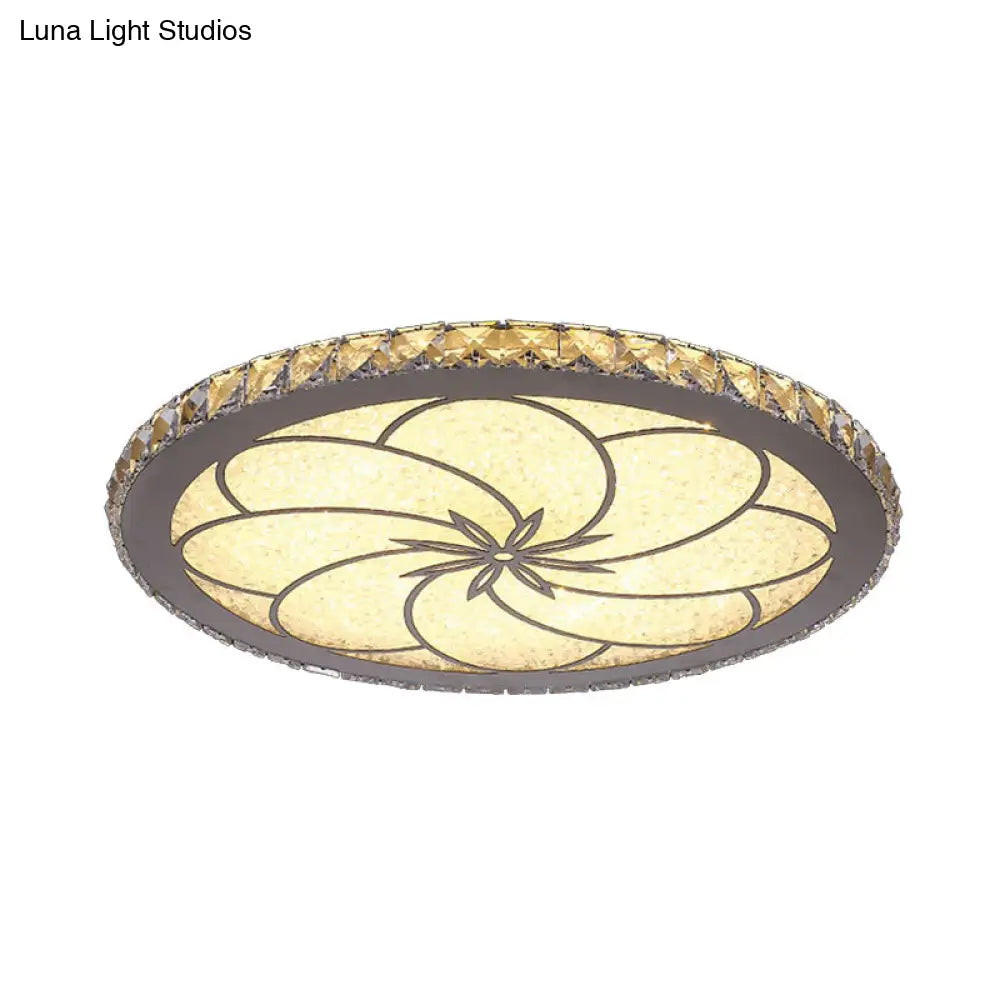 Modern Crystal Led Ceiling Lamp In Chrome Finish - Blossom Flushmount Fixture