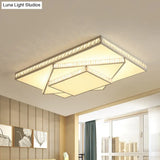 Modern Crystal Led Ceiling Lamp: Rectangle/Square Stylish Flush Mount For Bedroom White