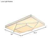 Modern Crystal Led Ceiling Lamp: Rectangle/Square Stylish Flush Mount For Bedroom White