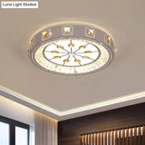 Modern Crystal Led Ceiling Lamp – Round Flushmount Design With Orange Chevron Pattern In Chrome