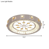 Modern Crystal Led Ceiling Lamp – Round Flushmount Design With Orange Chevron Pattern In Chrome