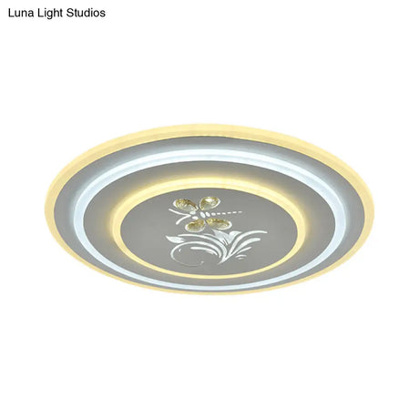 Modern Crystal Led Ceiling Lamp – White Flush Mount For Dining Room