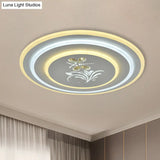 Modern Crystal Led Ceiling Lamp – White Flush Mount For Dining Room