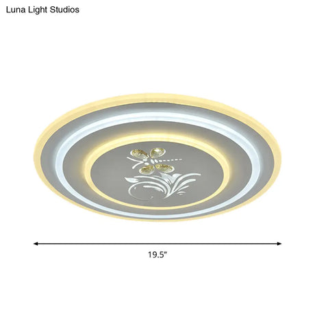 Modern Crystal Led Ceiling Lamp – White Flush Mount For Dining Room