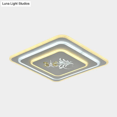 Modern Crystal Led Ceiling Lamp – White Flush Mount For Dining Room