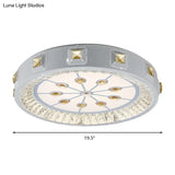 Modern Crystal Led Ceiling Light With Remote Control And Stepless Dimming - White Stylish