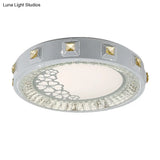Modern Crystal Led Ceiling Light With Remote Control And Stepless Dimming - White Stylish