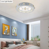 Modern Crystal Led Ceiling Light With Remote Control And Stepless Dimming - White Stylish