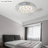 Modern Crystal Led Ceiling Light With Remote Control And Stepless Dimming - White Stylish