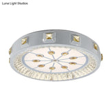 Modern Crystal Led Ceiling Light With Remote Control And Stepless Dimming - White Stylish