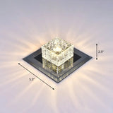 Modern Crystal Led Ceiling Light With Square Shade For Corridors Black / 5.5’ Warm