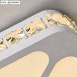 Modern Crystal Led Ceiling Light With White Rectangle Flushmount And Acrylic Diffuser