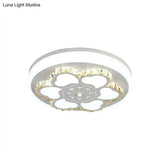 Modern Crystal Led Ceiling Mount Light With White Acrylic Flower Pattern And 3 Color Options