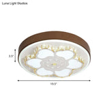 Modern Crystal Led Ceiling Mount Light With White Acrylic Flower Pattern And 3 Color Options
