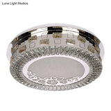 Modern Crystal Led Ceiling Mounted Bedroom Light - Sleek Round Chrome Flush Mount Lamp