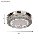 Modern Crystal Led Ceiling Mounted Bedroom Light - Sleek Round Chrome Flush Mount Lamp