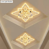 Modern Crystal Led Flower Flushmount Ceiling Light With Warm Glow For Hallway