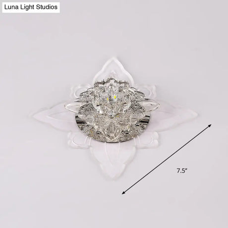 Modern Crystal Led Flower Flushmount Ceiling Light With Warm Glow For Hallway