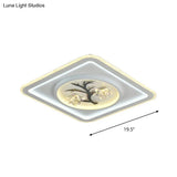 Modern Crystal Led Flush Ceiling Light For Bedchamber - White Round/Square Fixture