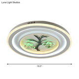 Modern Crystal Led Flush Ceiling Light For Bedchamber - White Round/Square Fixture