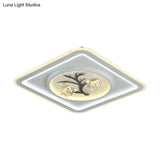 Modern Crystal Led Flush Ceiling Light For Bedchamber - White Round/Square Fixture