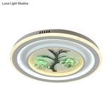 Modern Crystal Led Flush Ceiling Light For Bedchamber - White Round/Square Fixture