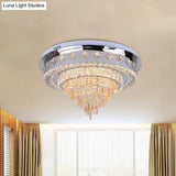 Modern Crystal Led Flush Ceiling Light In Chrome Finish