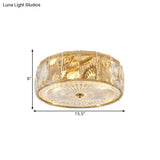 Modern Crystal Led Flush Mount Ceiling Lamp With Drum Design For Bedroom