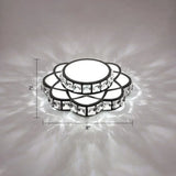Modern Crystal Led Flush Mount Ceiling Light - Black Floral Design For Gallery / White