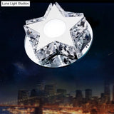 Modern Crystal Led Flush Mount Ceiling Light - Five - Pointed Star Design For Entryway