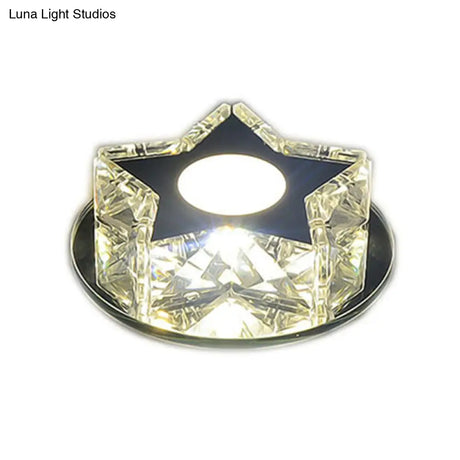 Modern Crystal Led Flush Mount Ceiling Light - Five - Pointed Star Design For Entryway