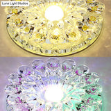 Modern Crystal Led Flush Mount Ceiling Light For Corridor - Purple Flower Design