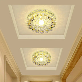 Modern Crystal Led Flush Mount Ceiling Light For Corridor - Purple Flower Design / 5W Warm