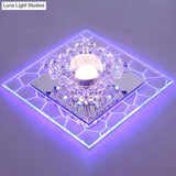 Modern Crystal Led Flush Mount Ceiling Light For Foyer - Clear Square Design