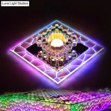 Modern Crystal Led Flush Mount Ceiling Light For Foyer - Clear Square Design