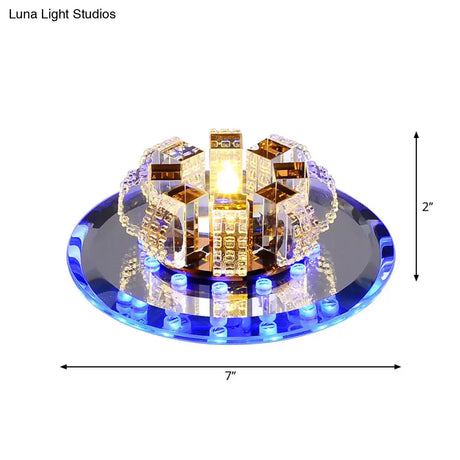 Modern Crystal Led Flush Mount Ceiling Light For Hallway With Flower - Like Design