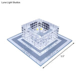 Modern Crystal Led Flush Mount Ceiling Light For Hallways - Square Lattice Cut Design In Clear