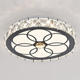 Modern Crystal Led Flush Mount Ceiling Light In Stainless - Steel For Corridors / Third Gear C