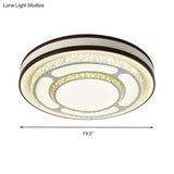 Modern Crystal Led Flush Mount Ceiling Light In White - 19.5’/31.5’ Diameter