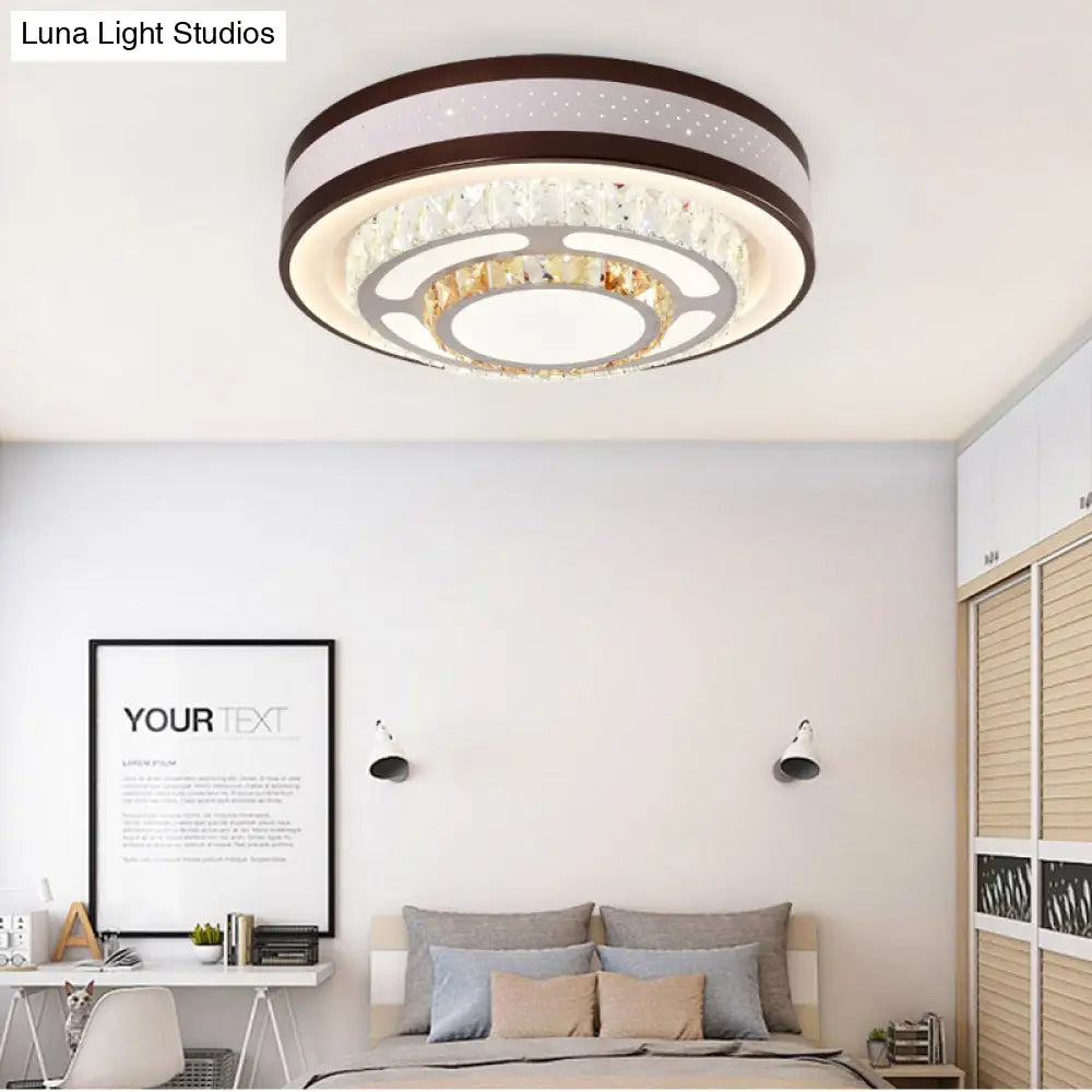 Modern Crystal Led Flush Mount Ceiling Light In White - 19.5’/31.5’ Diameter