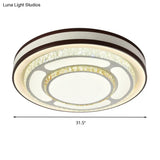Modern Crystal Led Flush Mount Ceiling Light In White - 19.5’/31.5’ Diameter