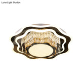 Modern Crystal Led Flush Mount Ceiling Light With Flower Design For Living Room
