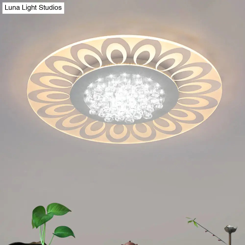 Modern Crystal Led Flush Mount Lighting In Multiple Light Options Various Sizes Available White /