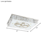Modern Crystal Led Flushmount Ceiling Light With Chrome Frame - Flower Design For Living Room