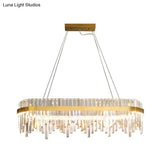 Modern Crystal Led Gold Chandelier - 1-Tier Pendant Light For Dining Room